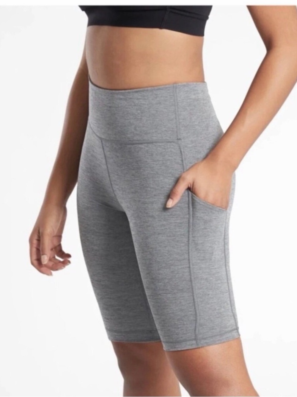 Athleta Gray Ultimate Stash Pocket 9" Short Large Athletic Cycling Gym Workout